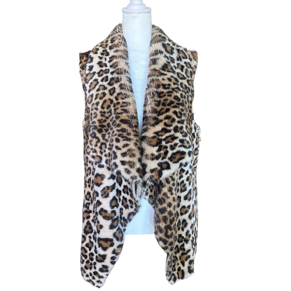 Velvet by Graham‎ & Spencer Faux Fur Leopard Vest S Mob Wife Boho Glam Retro Y2K